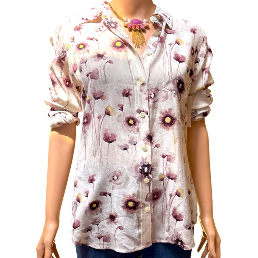 Equipment Floral Print Silk Button-Up Blouse SP NWT